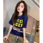 Gucci GG Women Gucci Tiger Cotton T-Shirt Blue Cotton Jersey Crewneck – Image 18