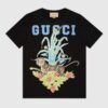 Gucci GG Women Gucci Tiger Flower T-shirt Black Cotton Jersey Crewneck Oversize Fit