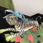 Gucci GG Men Gucci Tiger Flower T-shirt Black Cotton Jersey Crewneck Oversize Fit – Image 5