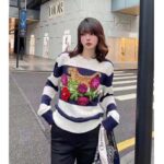 Gucci GG Women Gucci Tiger Wool Sweater Embroidery Tiger Flower Crewneck – Bild 11
