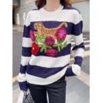 Gucci GG Women Gucci Tiger Wool Sweater Embroidery Tiger Flower Crewneck – Bild 17