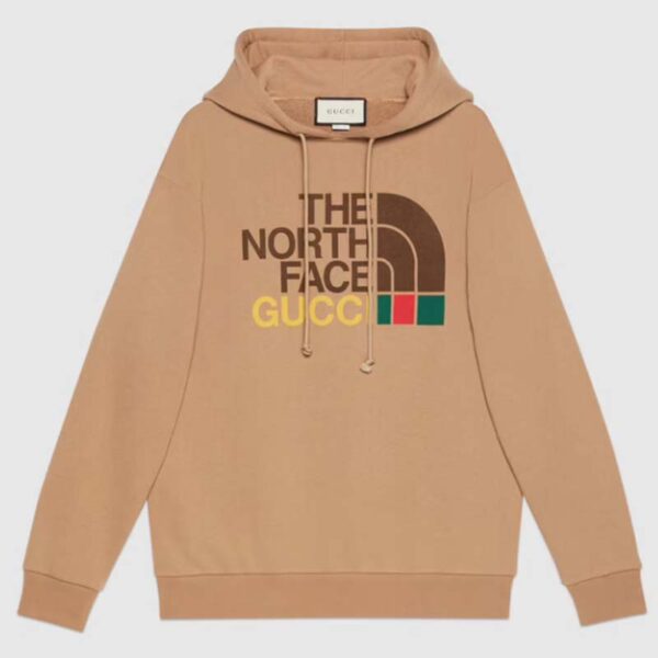 Gucci GG Women The North Face x Gucci Sweatshirt Brown Cotton Jersey Crewneck Oversized Fit