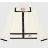 Gucci GG Women Wool GG Piquet Jacquard Polo Shirt Interlocking G Embroidery