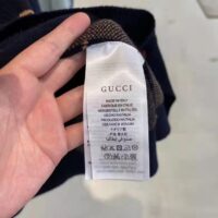 Gucci Women GG Knit Cashmere Jacquard Cardigan Blue Beige Long Sleeves V-Neck