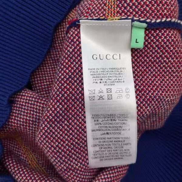 Gucci Men GG Les Pommes Cotton Cardigan Dark Blue Red Apple Knit Cotton Jacquard (5)