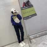 Gucci Women GG Tiger Cotton Sweatshirt Blue Felted Jersey Crewneck – Image 11