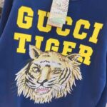 Gucci Women GG Tiger Cotton Sweatshirt Blue Felted Jersey Crewneck – Image 6