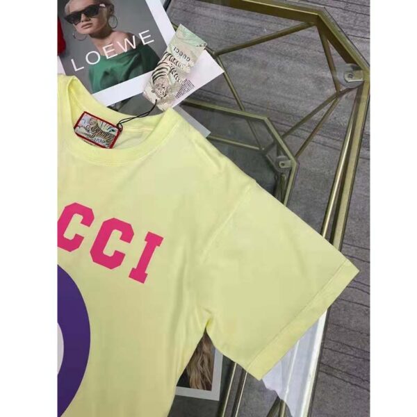 Gucci Men GG Tiger Interlocking G T-Shirt Yellow Cotton Jersey Flower Crewneck Oversize Fit (10)
