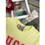 Gucci Men GG Tiger Interlocking G T-Shirt Yellow Cotton Jersey Flower Crewneck Oversize Fit - Image 7