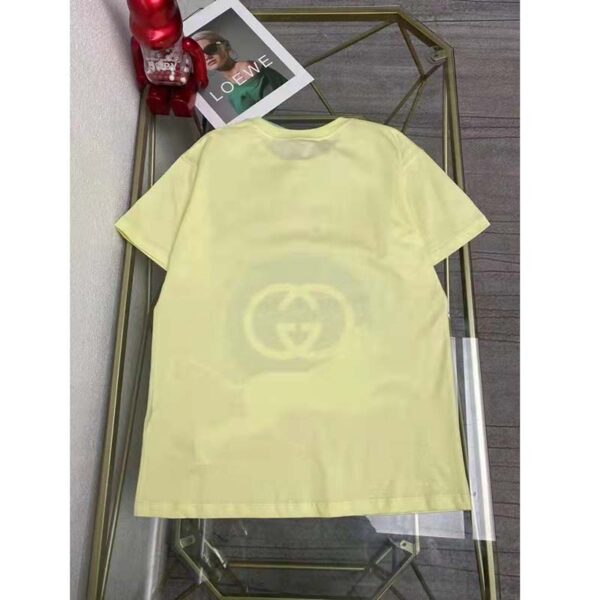 Gucci Men GG Tiger Interlocking G T-Shirt Yellow Cotton Jersey Flower Crewneck Oversize Fit (12)