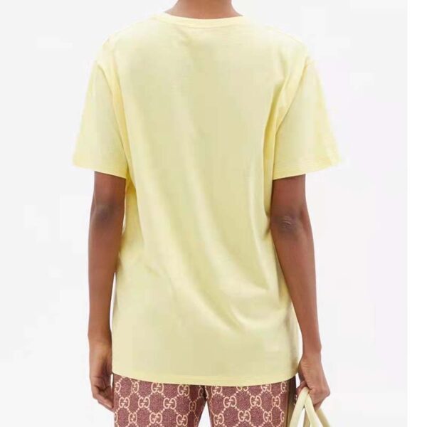 Gucci Men GG Tiger Interlocking G T-Shirt Yellow Cotton Jersey Flower Crewneck Oversize Fit (2)
