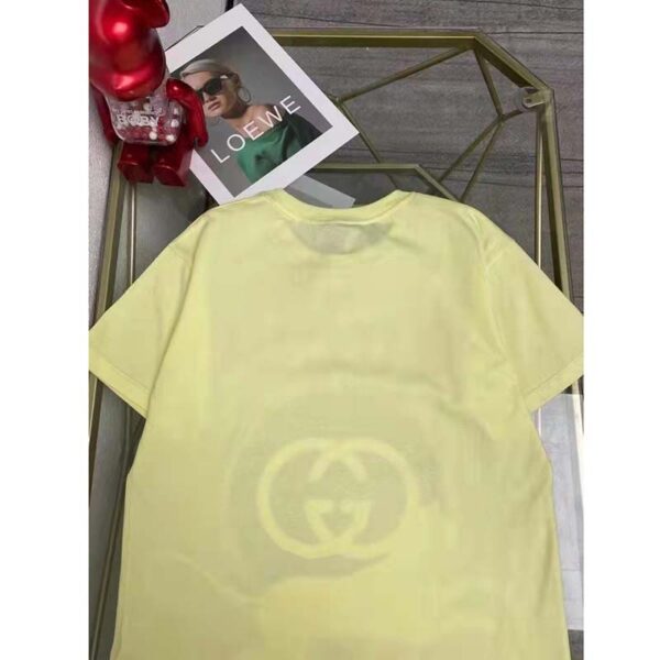 Gucci Men GG Tiger Interlocking G T-Shirt Yellow Cotton Jersey Flower Crewneck Oversize Fit (8)