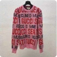 Gucci Men Gucci 100 Wool Sweater Pink Red Knit Wool Crew Neck (8)