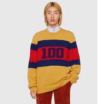 Gucci Men Gucci 100 Wool Sweater Yellow Wool Blue Red Web 100 Intarsia – Bild 11