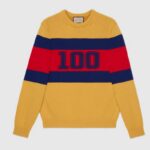 Gucci Herren Gucci 100 Wollpullover Gelb Wolle Blau Rot Web 100 Intarsia