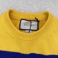 Gucci Men Gucci 100 Wool Sweater Yellow Wool Blue Red Web 100 Intarsia (5)