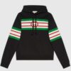 Gucci Men Interlocking G Print Sweatshirt Washed Black Light Felted Cotton Jersey