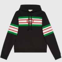 Gucci Men Interlocking G Print Sweatshirt Washed Black Light Felted Cotton Jersey (12)