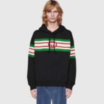 Gucci Men Interlocking G Print Sweatshirt Washed Black Light Felted Cotton Jersey - Imagen 12