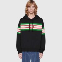 Gucci Men Interlocking G Print Sweatshirt Washed Black Light Felted Cotton Jersey (12)