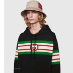 Gucci Men Interlocking G Print Sweatshirt Washed Black Light Felted Cotton Jersey - Imagen 13
