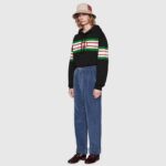 Gucci Men Interlocking G Print Sweatshirt Washed Black Light Felted Cotton Jersey - Imagen 11