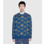 Gucci Men KAI x Gucci GG Jacquard Jumper Dark Blue Teddy Bear Wool Cotton Blend Crewneck - Image 10