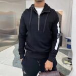 Gucci Men Logo Print Hooded Sweatshirt Black Heavy Felted Organic Cotton Jersey - Image 9