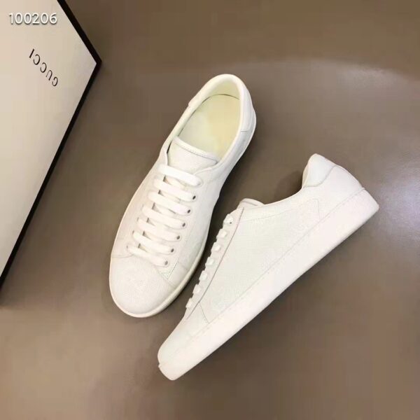Gucci Unisex Ace GG Embossed Sneaker White GG Embossed Leather Rubber Sole (11)