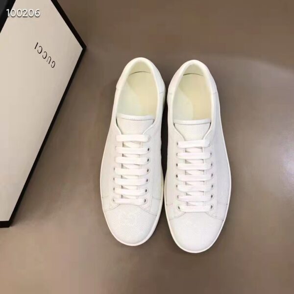 Gucci Unisex Ace GG Embossed Sneaker White GG Embossed Leather Rubber Sole (2)