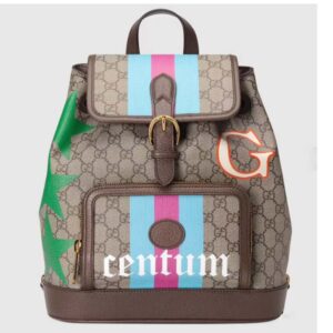 Gucci Unisex Backpack with Interlocking G Beige Centum Stars G GG Supreme Canvas
