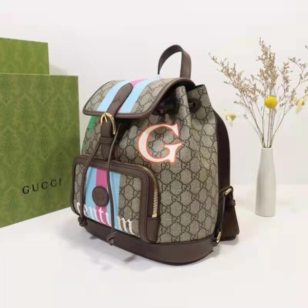 Gucci Unisex Backpack with Interlocking G Beige Centum Stars G GG Supreme Canvas (11)