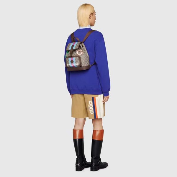 Gucci Unisex Backpack with Interlocking G Beige Centum Stars G GG Supreme Canvas (12)