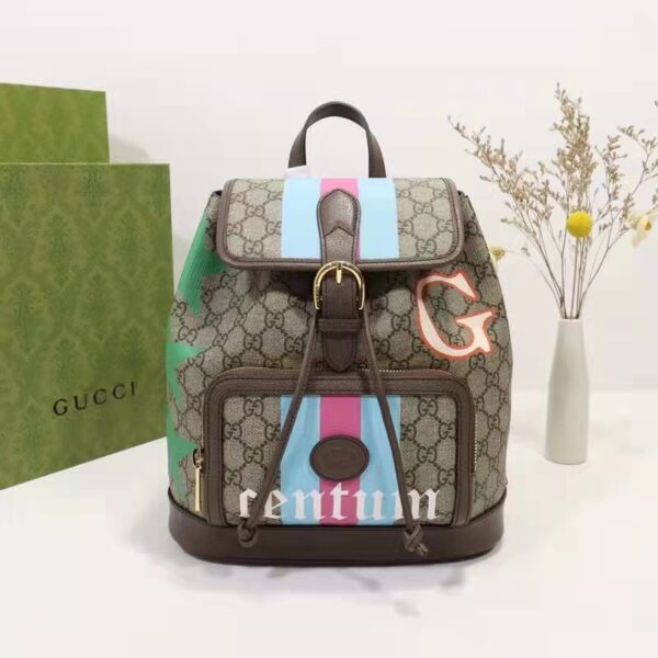 Gucci Unisex Backpack with Interlocking G Beige Centum Stars G GG Supreme Canvas (5)