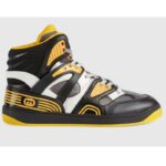 Gucci Unisex GG Gucci Basket Sneaker Schwarz Demetra Gummi Ineinander greifendes graues Mesh