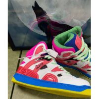 Gucci Unisex GG Gucci Basket Sneaker Pink Demetra Rubber Interlocking Grey Mesh (9)