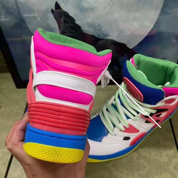 Gucci Unisex GG Gucci Basket Sneaker Pink Demetra Rubber Interlocking Grey Mesh (8)