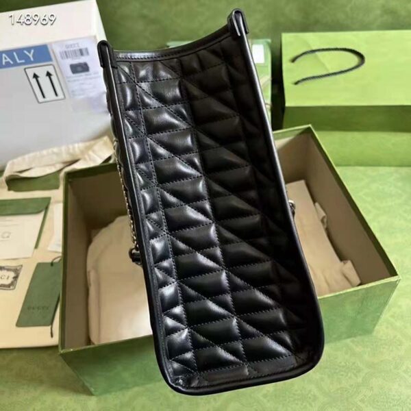 Gucci Unisex GG Marmont Medium Tote Bag Black Matelassé Leather Double G (3)