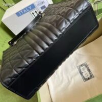Gucci Unisex GG Marmont Medium Tote Bag Black Matelassé Leather Double G (10)