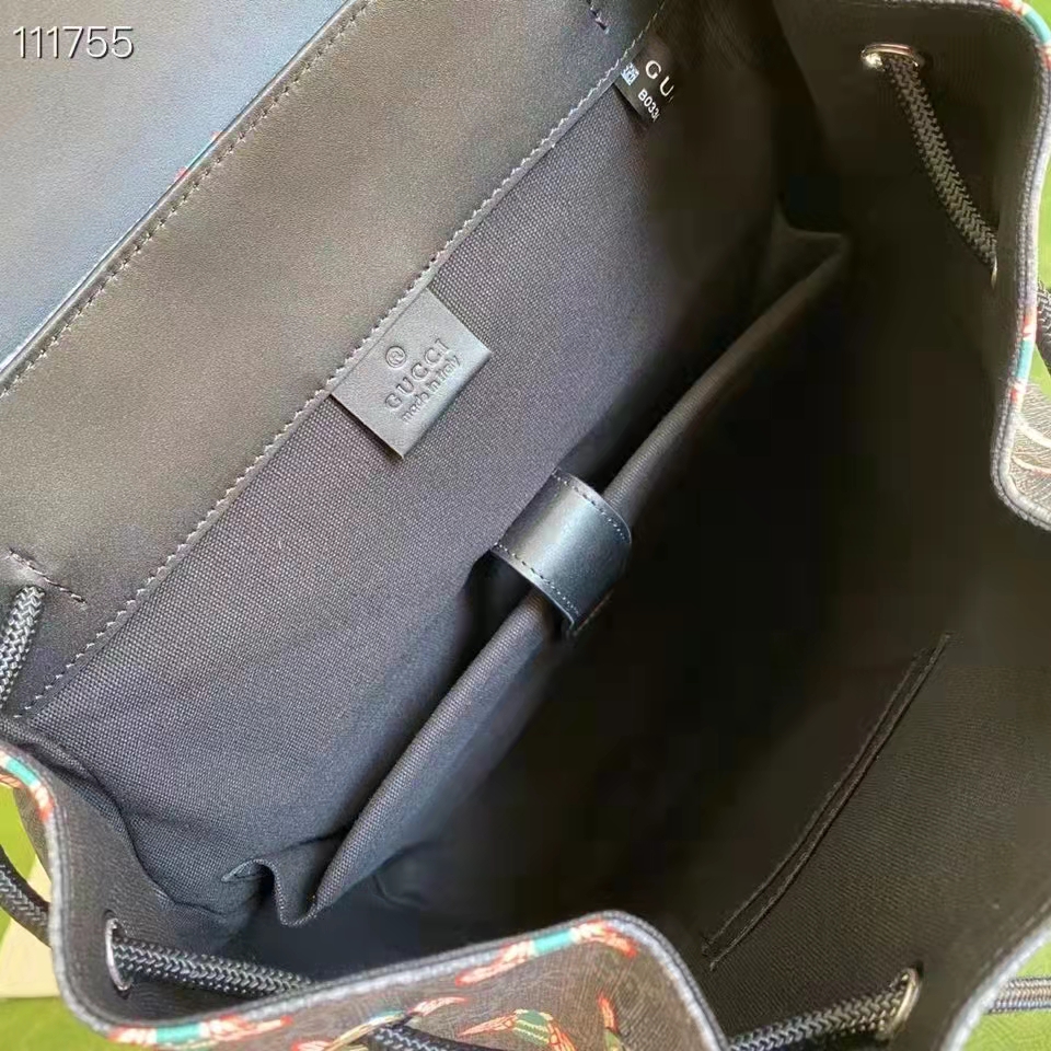 Gucci Unisex Gucci Bestiary Backpack Bag Bees Black GG Supreme Canvas