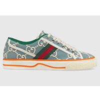 Gucci Unisex Gucci Tennis 1977 Sneaker Light Blue Ivory GG Stretch Cotton (4)