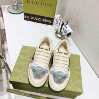 Gucci Unisex Screener Sneaker Crystals Brown Blue GG Canvas 3.6 cm Heel (7)