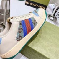 Gucci Unisex Screener Sneaker Crystals Brown Blue GG Canvas 3.6 cm Heel (7)