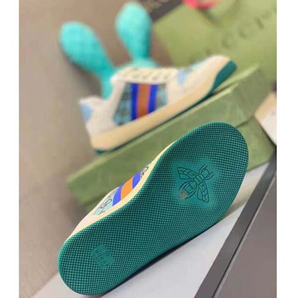Gucci Unisex Screener Sneaker Crystals Brown Blue GG Canvas 3.6 cm Heel (5)