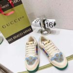 Gucci Unisex Screener Sneaker Crystals Brown Blue GG Canvas 3.6 cm Heel - Imagen 9