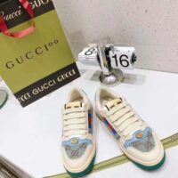 Gucci Unisex Screener Sneaker Crystals Brown Blue GG Canvas 3.6 cm Heel (7)