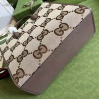 Gucci Unisex Tote Bag Jumbo GG Camel Ebony Jumbo GG Canvas (9)