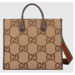 Borsa tote unisex Gucci Jumbo GG cammello ebano Jumbo GG Canvas