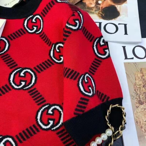 Gucci Women GG Reversible Interlocking G Wool Sweater Crewneck Short Sleeves (12)