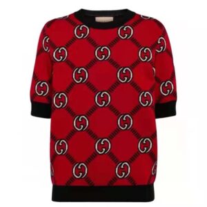 Gucci Women GG Reversible Interlocking G Wool Sweater Crewneck Short Sleeves